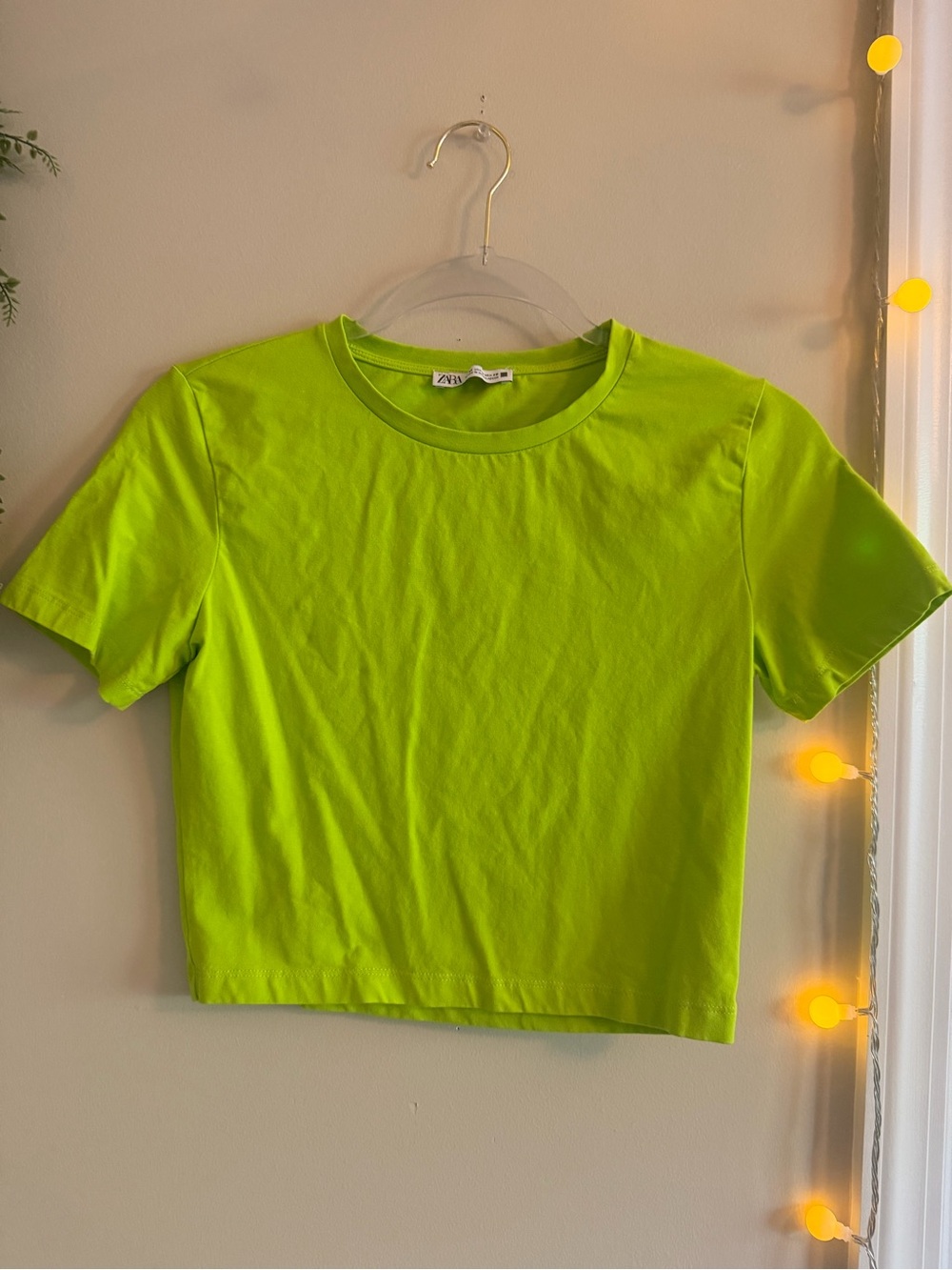 Zara cropped Neon Green Tee